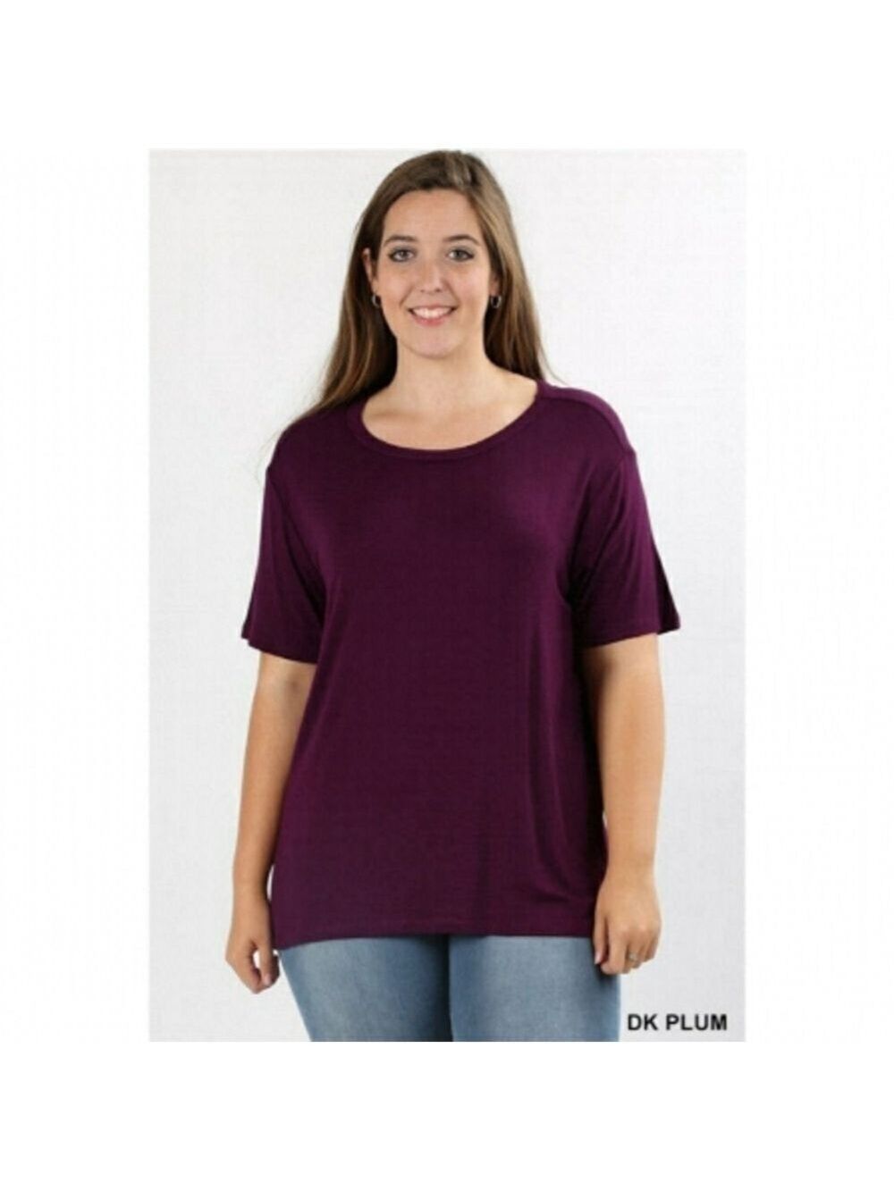ZENANA Short Sleeve Dk Plum Top Size 3XL NWT